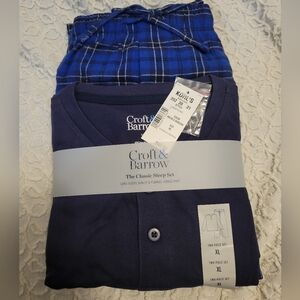 Croft & Barrow XL Men's Sleep Set Top Bottoms Long Sleeve Blue Flannel